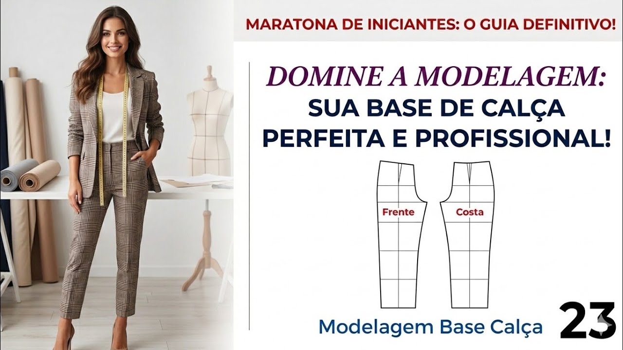 DIY Como Fazer Modelagem Base Calça_Costura fácil passo a passo p iniciantes Gisleide Novelo Aula 23