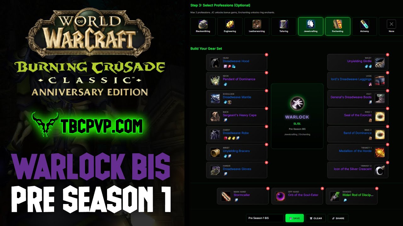 Ultimate Warlock PvP Pre-Season 1 BiS Guide 🟣 Updated TBC Anniversary