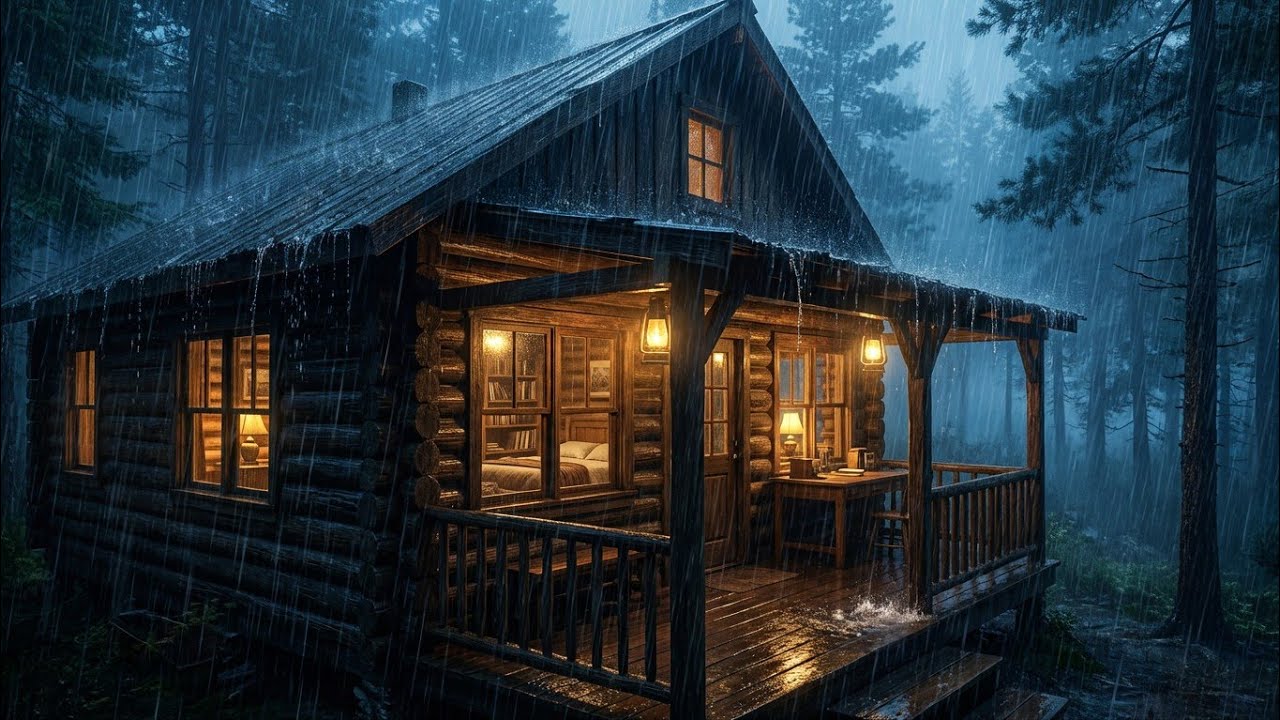 Rain Sounds for Sleeping  || rain in the cabin insomnia point fast sleep.