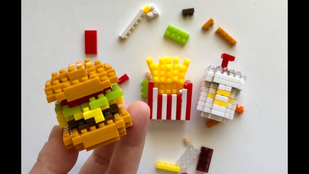 Making Daiso Petit Block Legos & Review - Hamburger, Fries, Soda