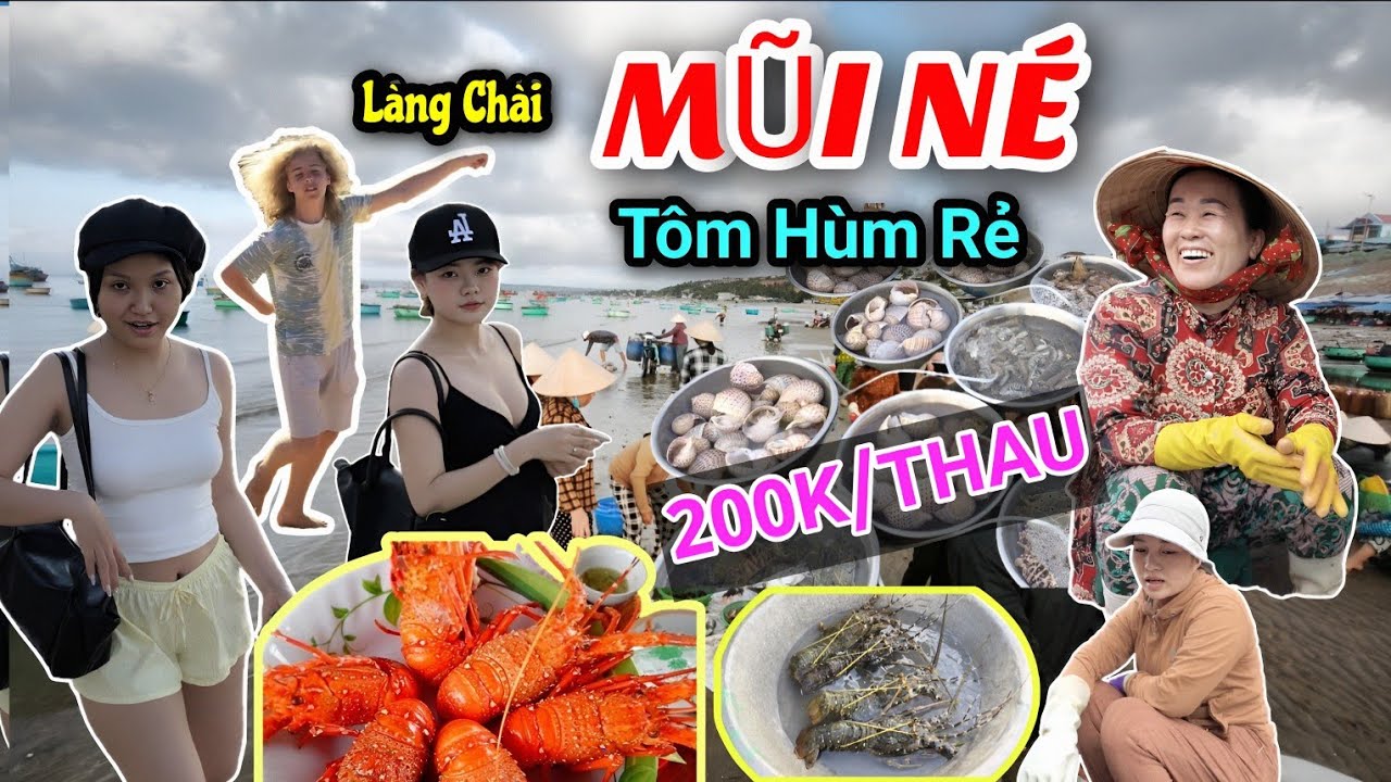 Giá Tôm Hùm chỉ 200K/kg ở Làng Chài Mũi Né - Hải Sản bán theo Thau Rẻ Bất Ngờ so với Chợ Vũng Tàu