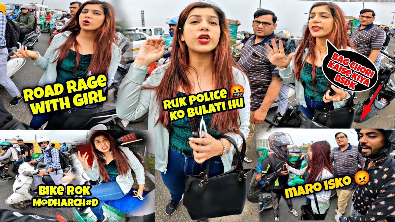 ROAD-RAGE🤬 WITH CUTE GIRL😍 || बैग चुरा कर भागा😭|| 👮&zwj;♀️POLICE भी आ गयी 😭#roadrage #bikestunt #z900
