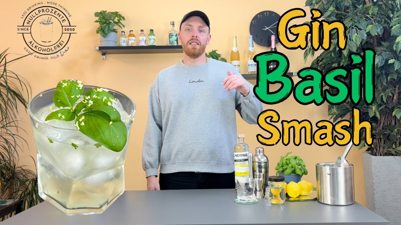 Alkoholfreier Cocktail mit Zubereitung - Gin Basil Smash | Nullprozente