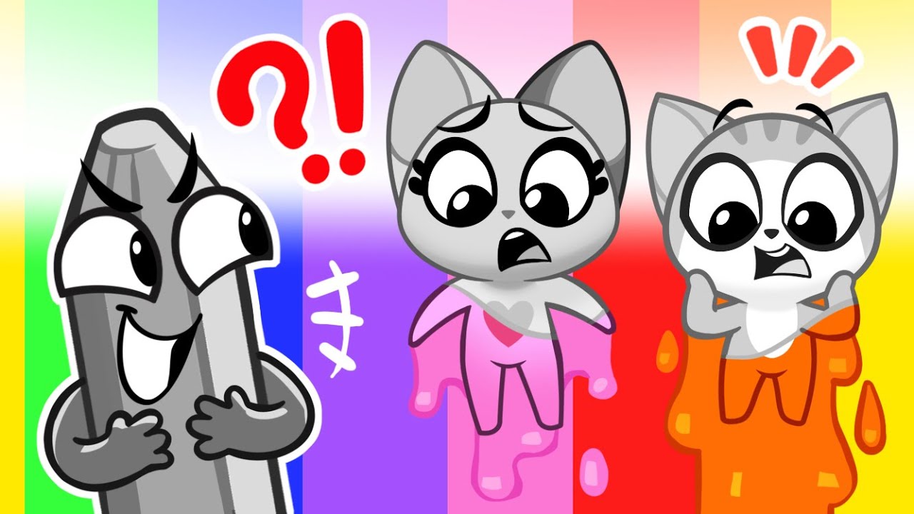 El travieso crayón gris🖍️Reto de colores🌈Equipo de Rescate Color Perdido🚓Dibujos Animados😻Purr-Purr