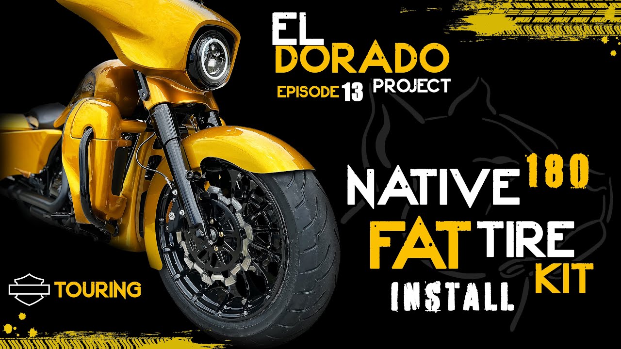Установка комплекта передних шин 180 FAT — Native Custom Baggers Pitbull EZ Rush