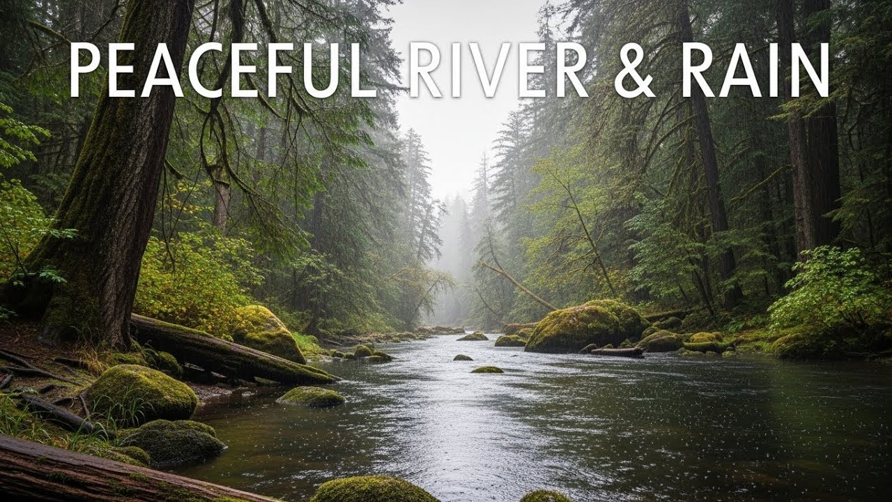 Soothing Calm Rain Sounds with Gentle River Flow for Mindfulness and Mental Relaxation