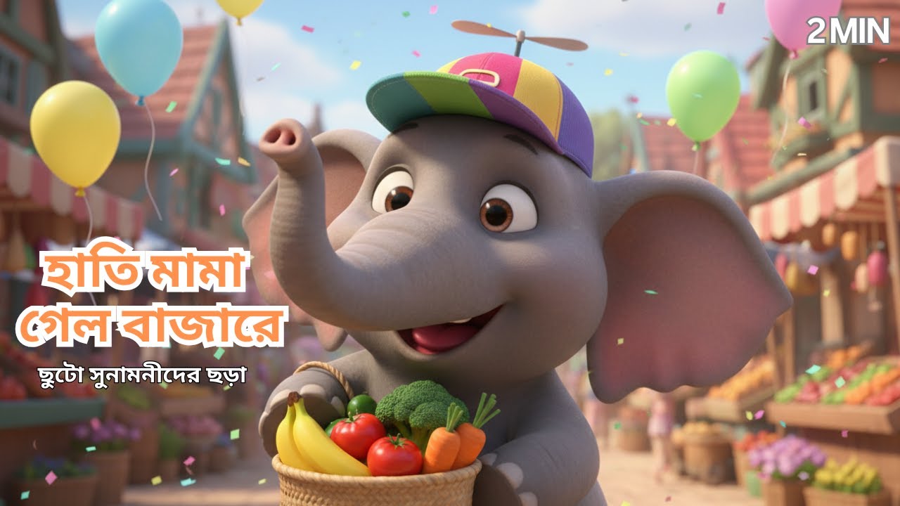 হাতি মামা গেল বাজারে 🐘 | Bangla Nursery Rhyme | Kids Cartoon Song