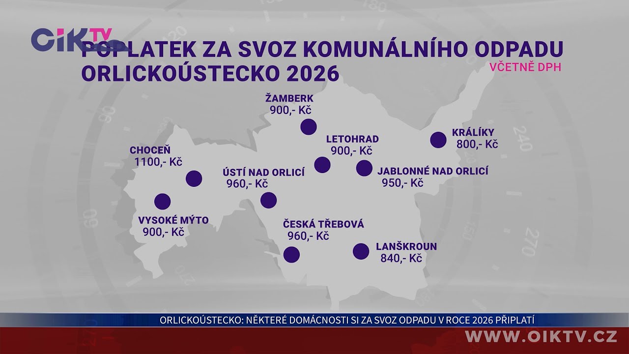 Orlickoústecko: Některé domácnosti si za svoz odpadu v roce 2026 připlatí