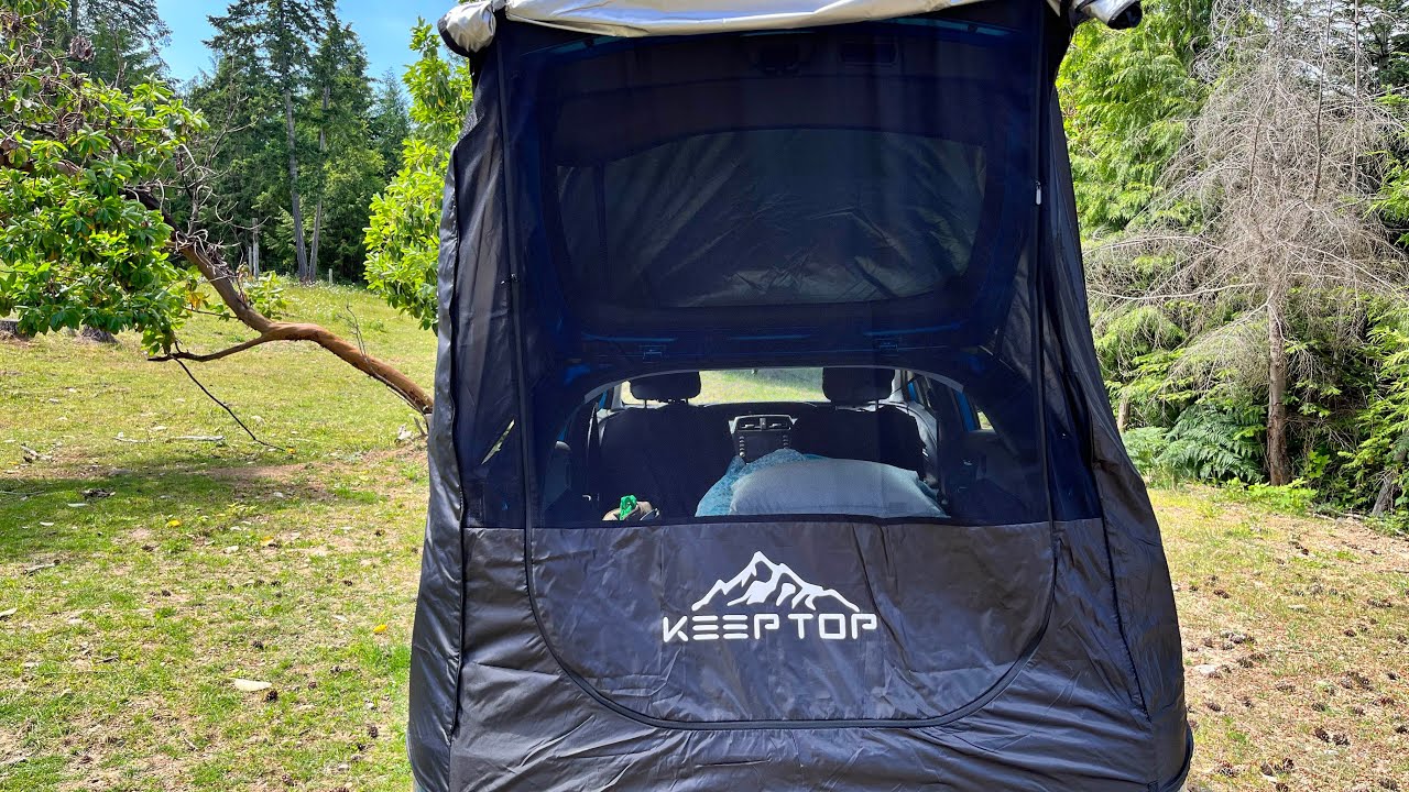 Car camping tailgate tent small car Prius #camping #car