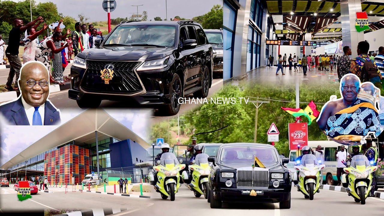 Beautiful Arrival of Otumfour Osei Tutu & Prez Akufo Addo to commission the New Prempeh Int Airport