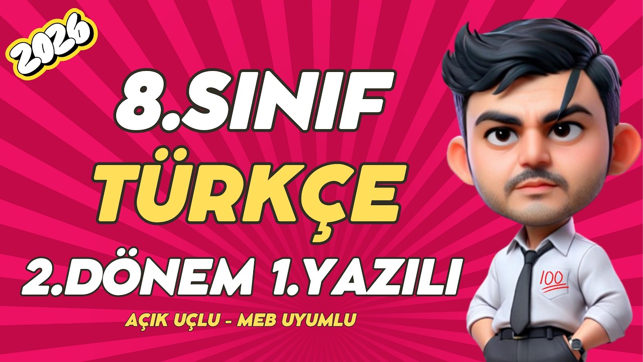 8. Sınıf T&Uuml;RK&Ccedil;E 2.D&ouml;nem 1.Yazılı 🧑&zwj;🏫 (%99 &Ccedil;ıkabilir 😊 )#2026