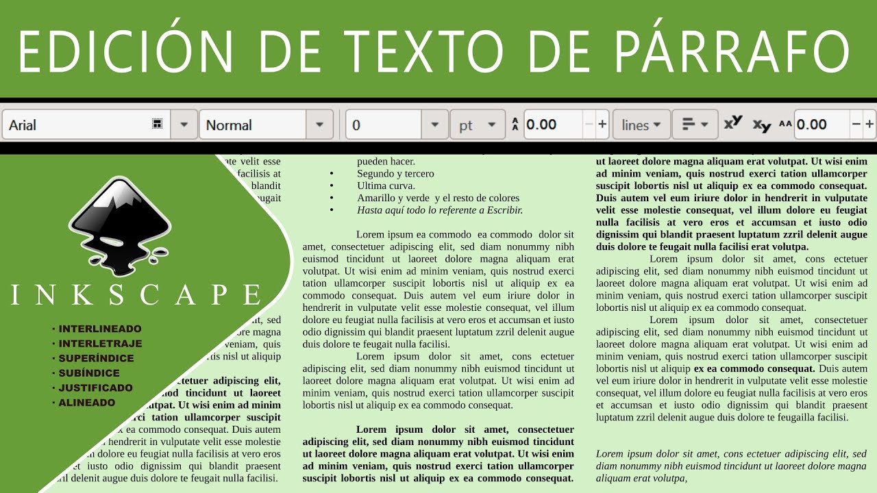 Edición de texto de Párrafo en Inkscape
