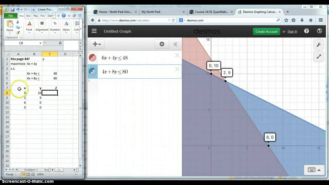 Using Desmos.com to Solve a Linear Program