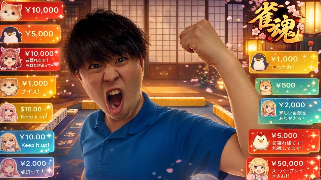 【雀魂】第2回地獄のスパチャで縛り段位戦！！ #麻雀 #雀魂 #段位戦 #配信
