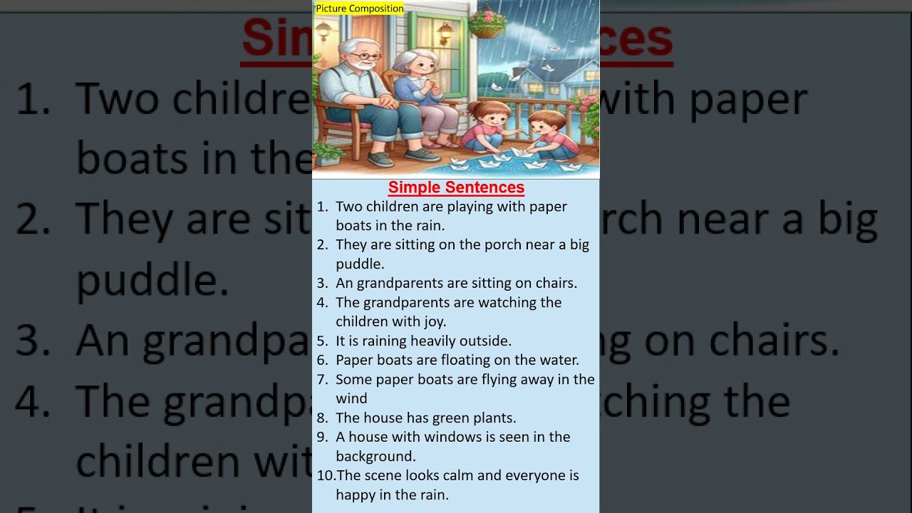 Grade-1,2- A Rainy Day-Picture Composition #english #shorts  #grammer #english vocabulary #youtube