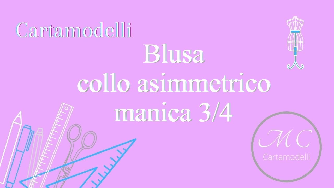 Blusa collo asimmetrico manica 3/4