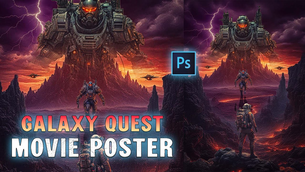 Photoshop Like a Pro – Full Cinematic Tutorial | Galaxy Quest – Design a Futuristic Space Poster!