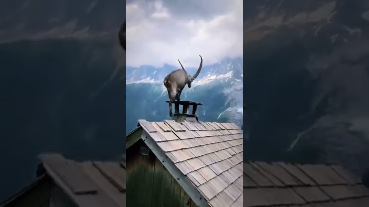 Ibex climbs a roof
