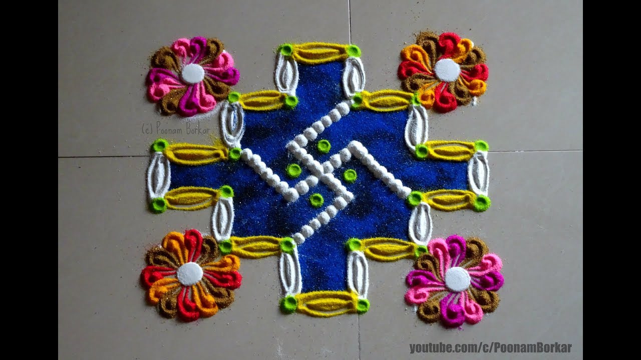 Daily rangoli design series #3 | Kolam with 6*6 straight dots | Easy rangoli by Poonam Borkar