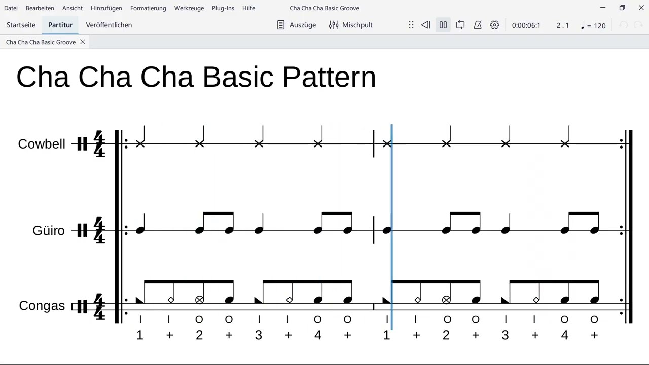 Cha Cha Cha Conga Basic & 3 Variations Patterns