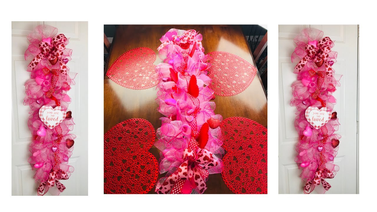 Valentine’s Day Yardstick Centerpiece Door Swag Garland DIY❤️