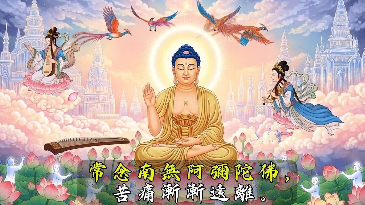 NAMO AMITUOFO（南無阿彌陀佛）｜柔和清淨佛號梵音 · 一心稱念 · 心境寧靜 · 遠離煩惱 · 佛光守護 · 吉祥安穩 · 福德增長 · 業障漸消 · 光明常隨