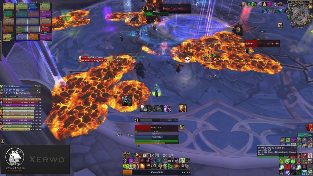 set sail for fail vs Mythic Gul'dan - Destruction Warlock PoV