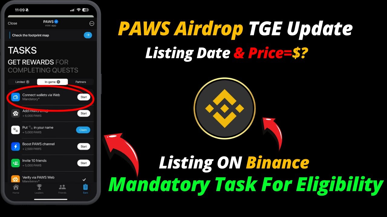 Paws Mandatory Task For Eligibility | Paws Airdrop TGE Criteria Update | Listing Price & Date Here