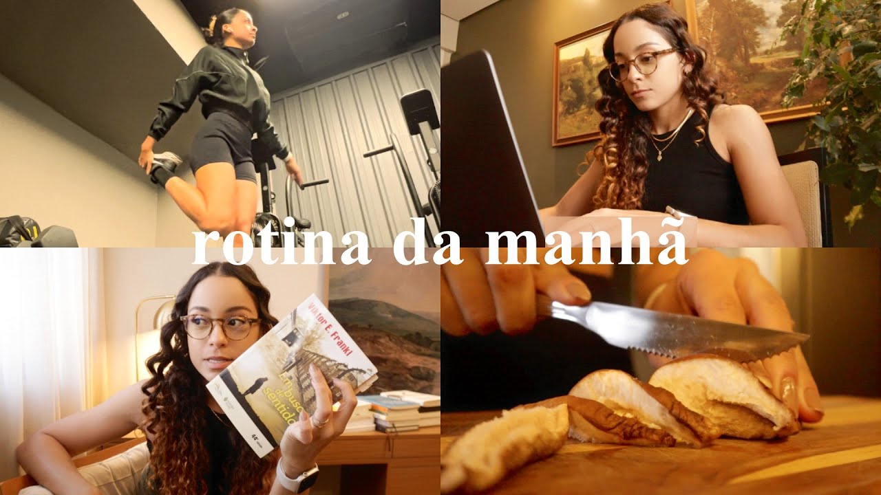 Meus livros favoritos, rotina 5AM, treino, brigadeiro proteico, café da manhã, trabalho...