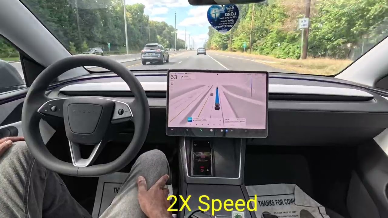 Self Driving (Tesla FSD Supervised) -Highway and County Drive #tesla #fsd #robotaxis #foryou 