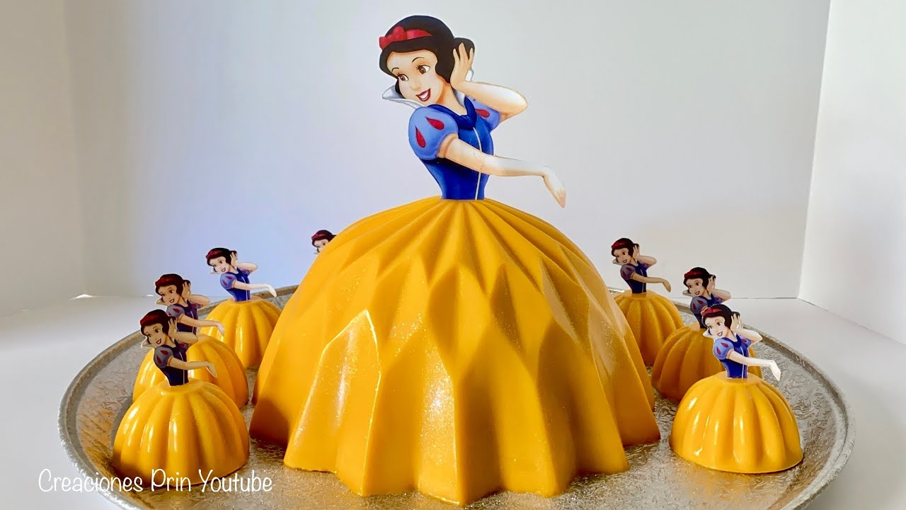 Gelatina de Princesa Blanca Nieves Rellena de 3 Leches Vainilla por Fuera