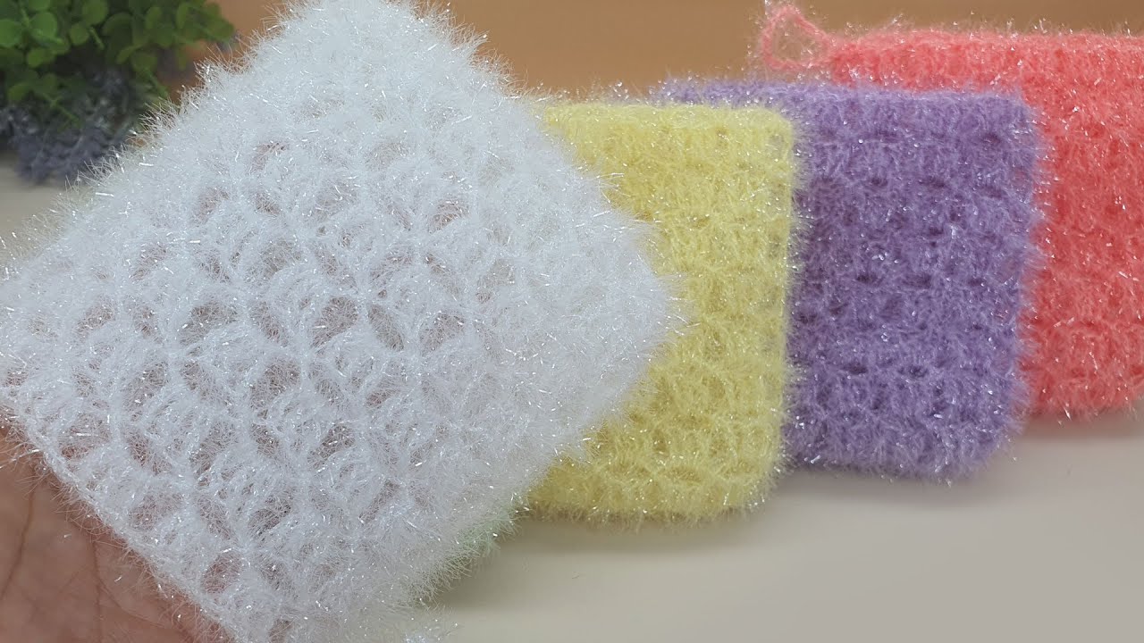 [수세미코바늘] 단순 패턴 사각 수세미 뜨기  Crochet Dish Scrubby
