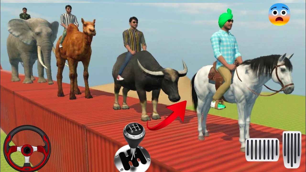 Elephant 🐘// Camel 🐫// Buffalo 🐃// Horse 🐎//Loding On Truck Animals Challenge Transport Gameplay