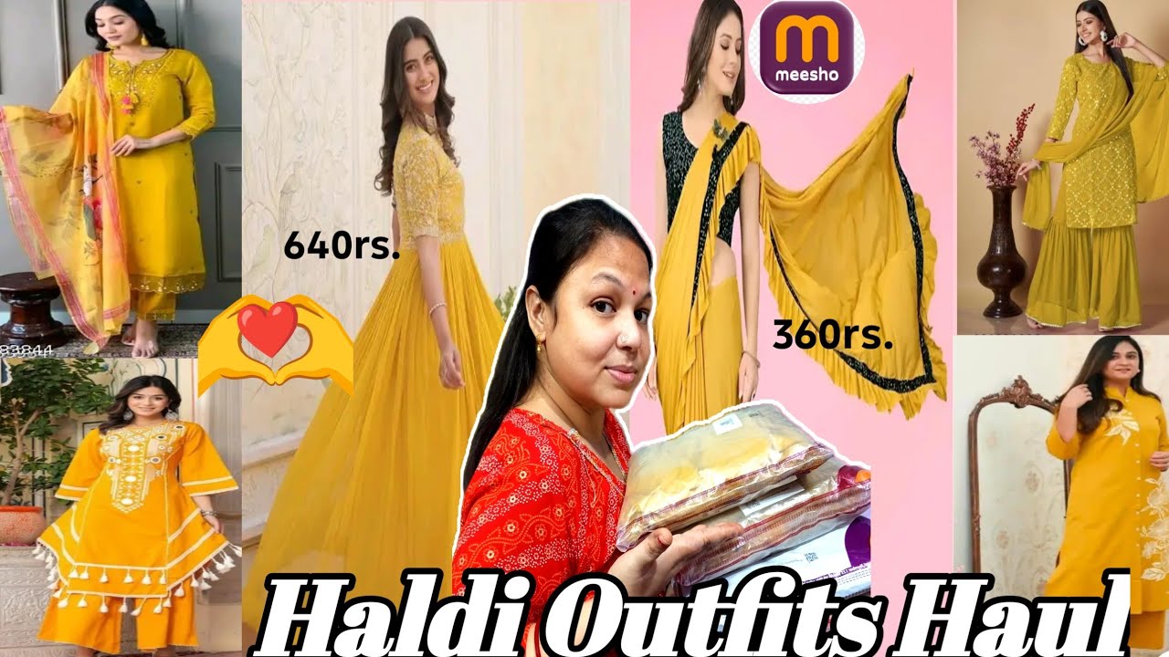Haldi Outfits Haul 2025 🌼 | Meesho Yellow Dress Starting ₹360 | Sharara, Saree, Kurta & Gown Look