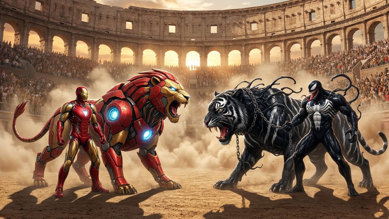 VENOM Tiger vs IRON MAN Lion  | Ultimate Beast Battle Showdown