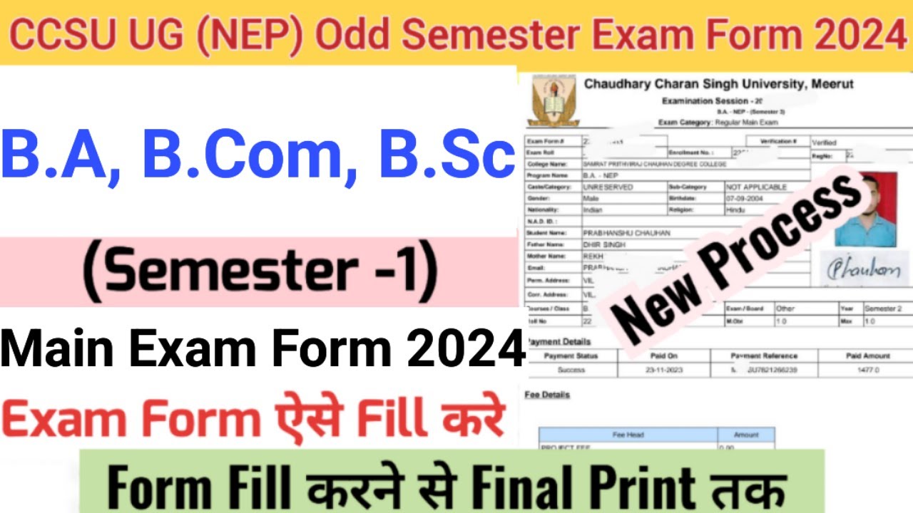How to Fill CCS University Examination Form 2024-25 | CCSU B.A, B.Com, B.Sc (NEP) Exam form fill up