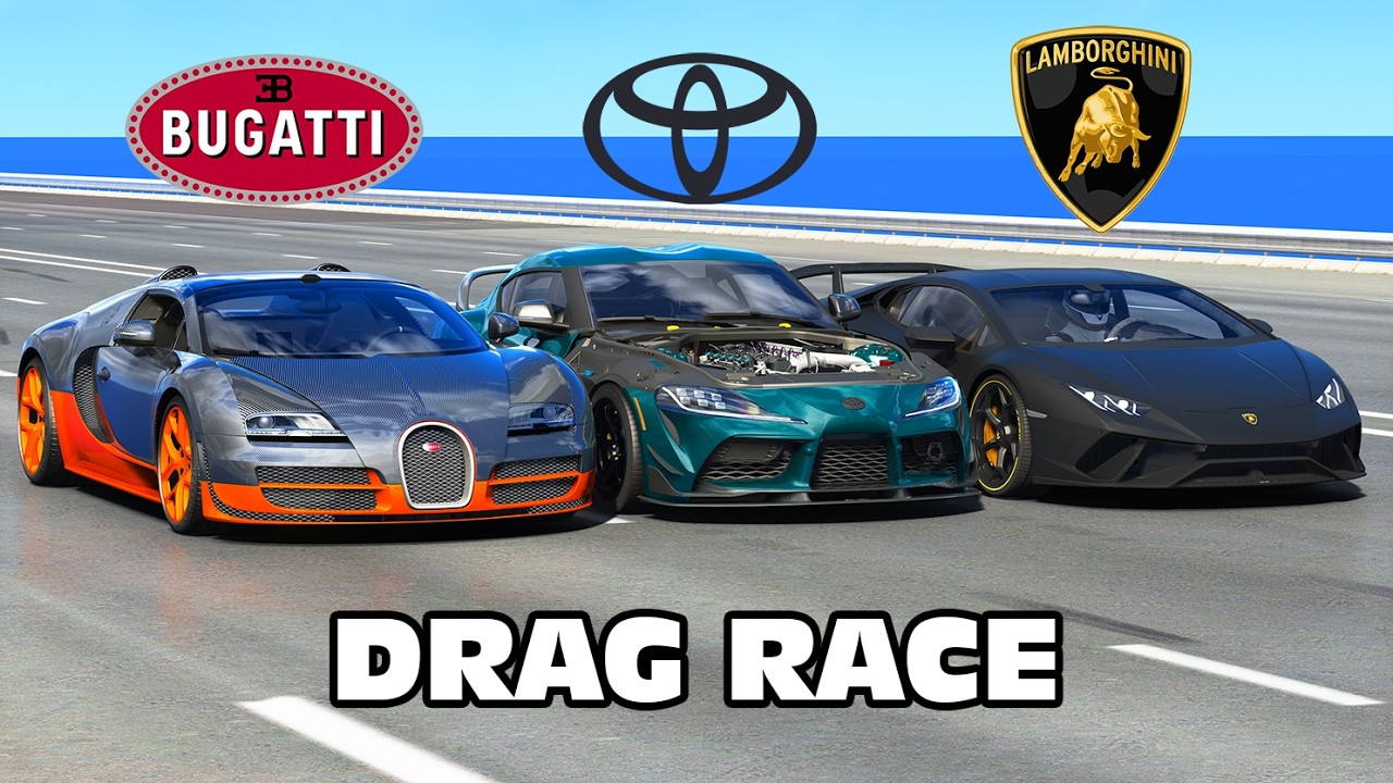 1200HP Supra vs Huracan vs Veyron DRAG RACE