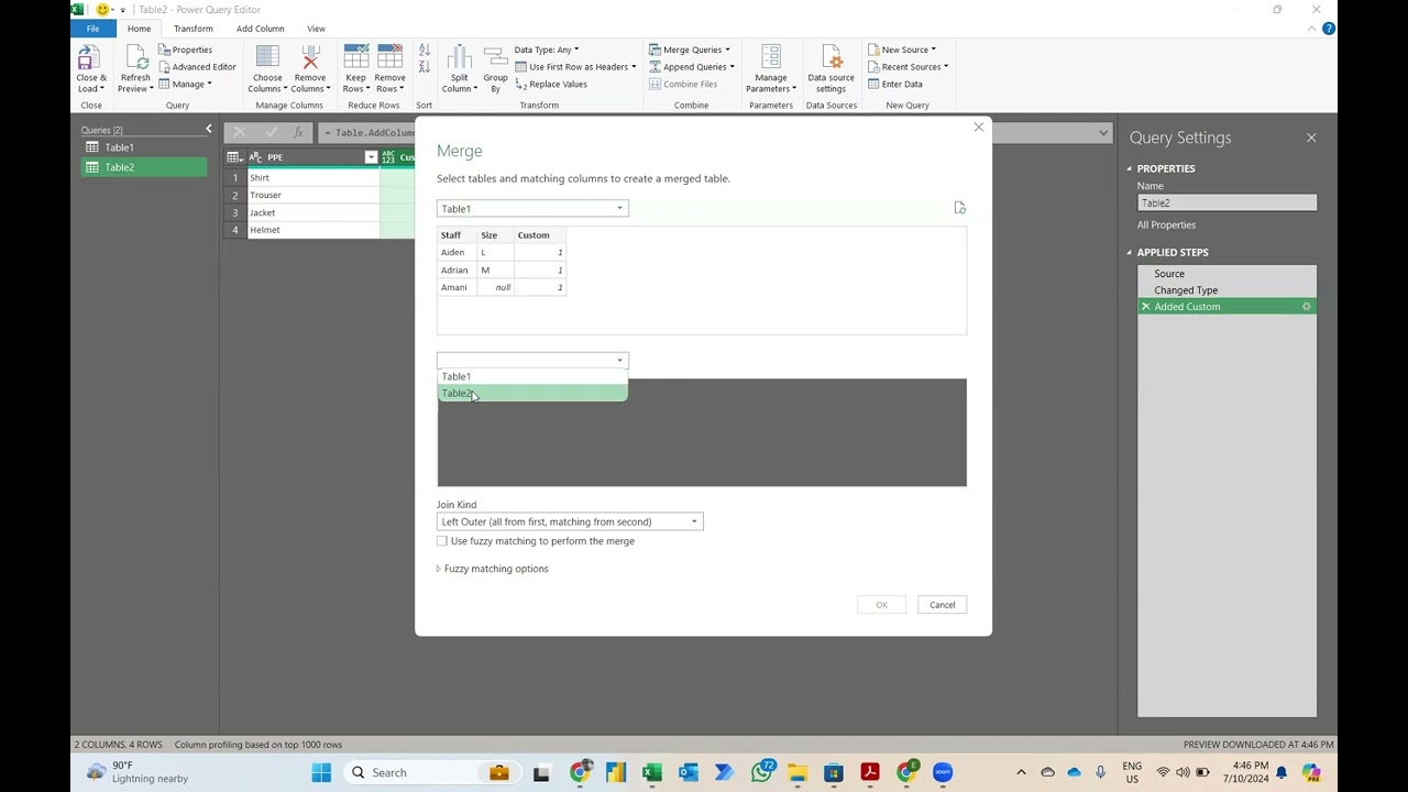 5 mins tutorial Merge Two Tables using #PowerQuery (No Common Column Needed)
