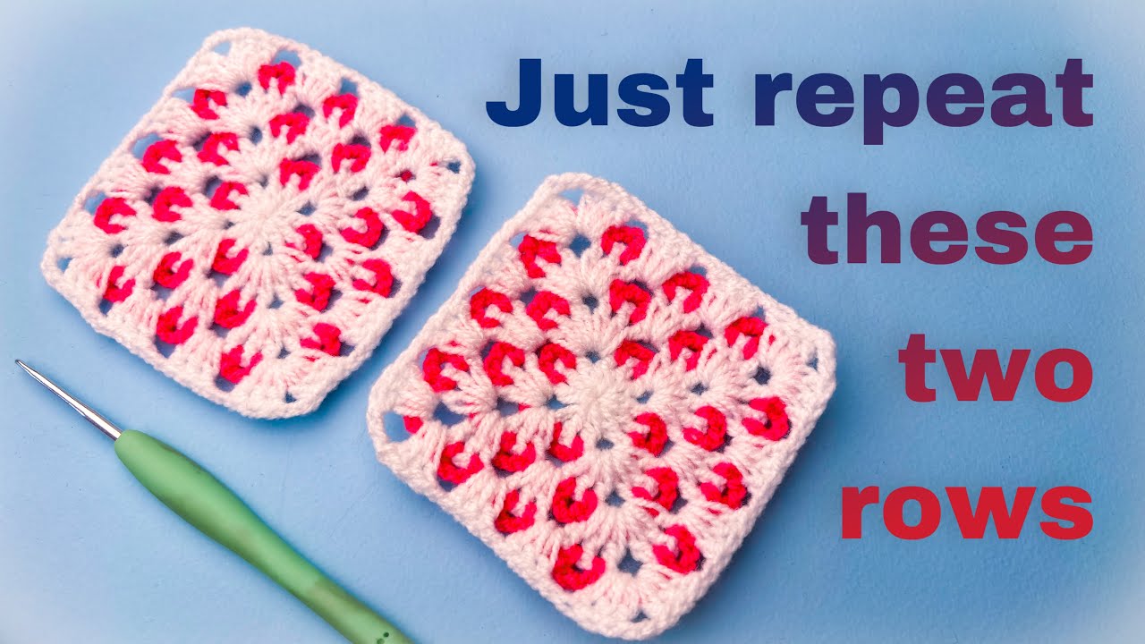 Granny Square Crochet SUPER EASY | موتیف مادربزرگ مدل پر طاووسی