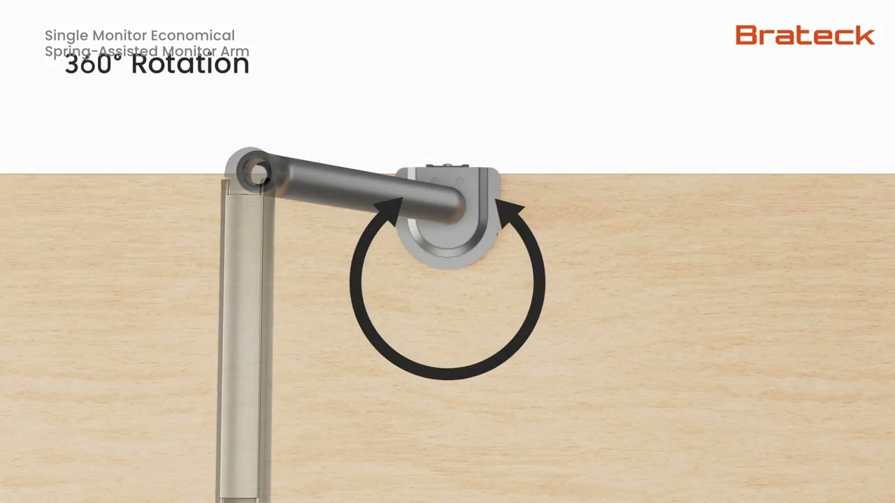 BRATECK Elemental Monitor Arm (FIT FOR 17”- 32”/ 9KG) LDT63-C012 installation animation