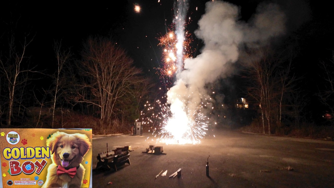 GOLDEN BOY Fountain Firework - World Class Fireworks Fountain With Crackling Mines!