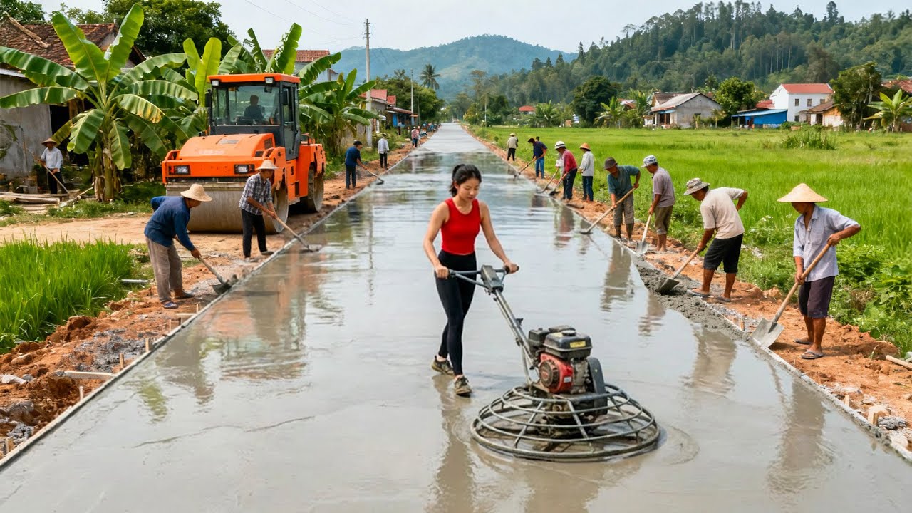 TIMELAPSE – Amazing DIY: Helping Villagers Build a Long Concrete Road in the Countryside in One Day