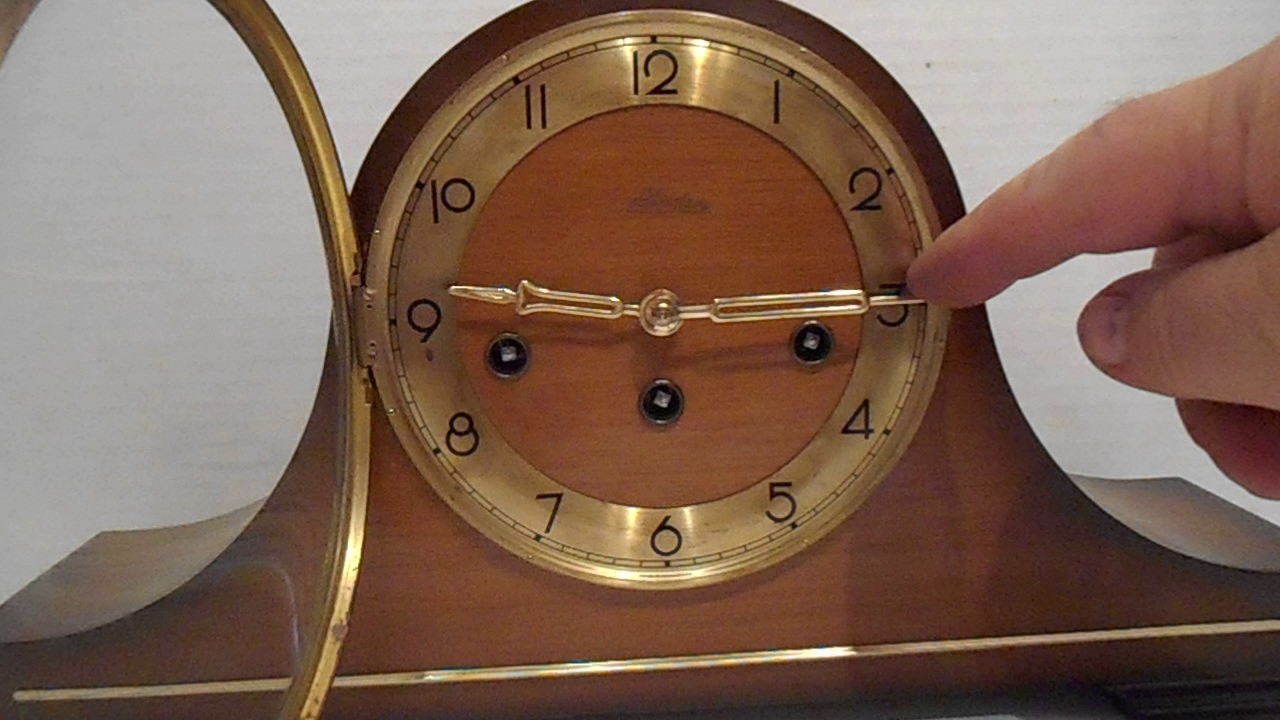 Vintage Germany Linden Tambour Mantel Clock Westminster Chimes