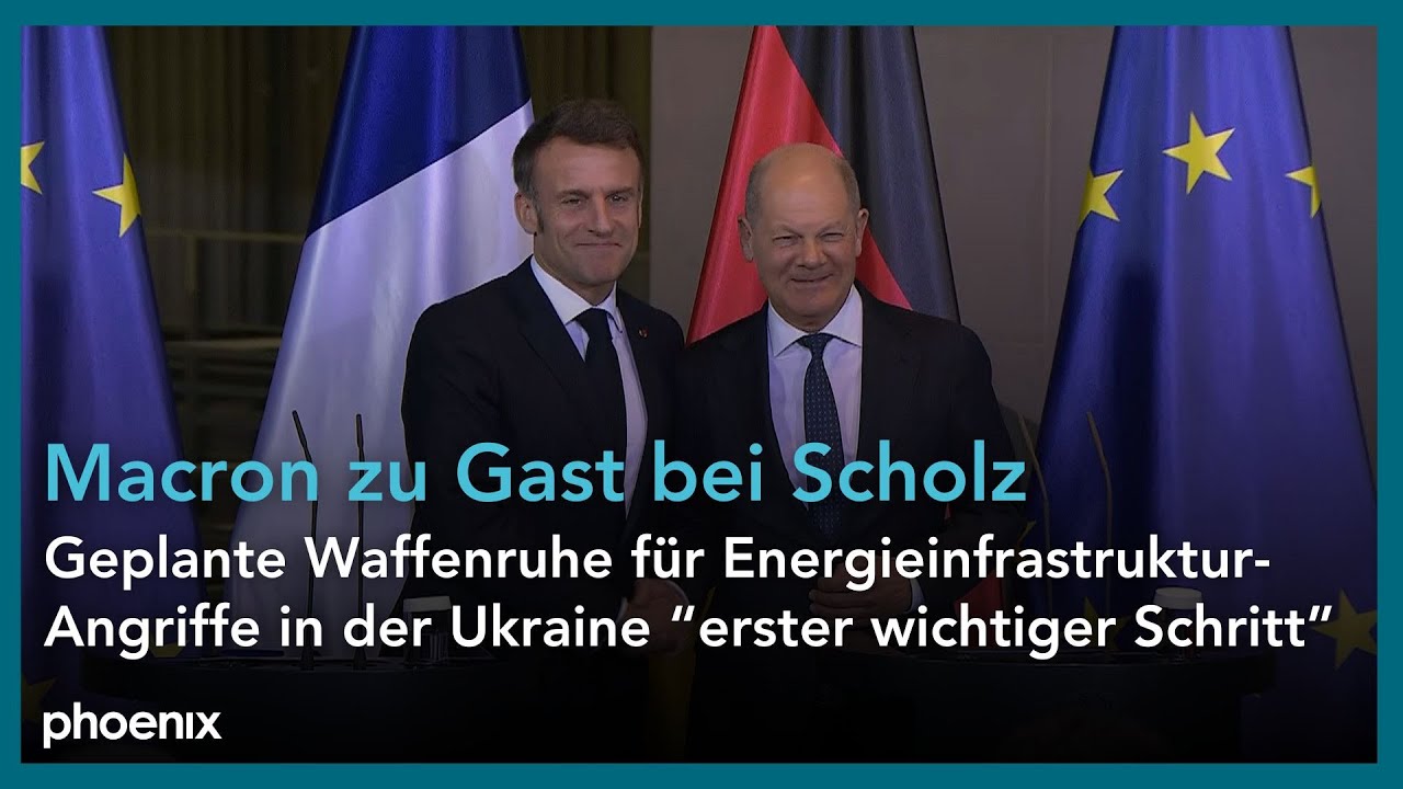 Macron zu Gast: Bundeskanzler Scholz mit Frankreichs Präsident vor dem EU-Gipfel | 18.03.25