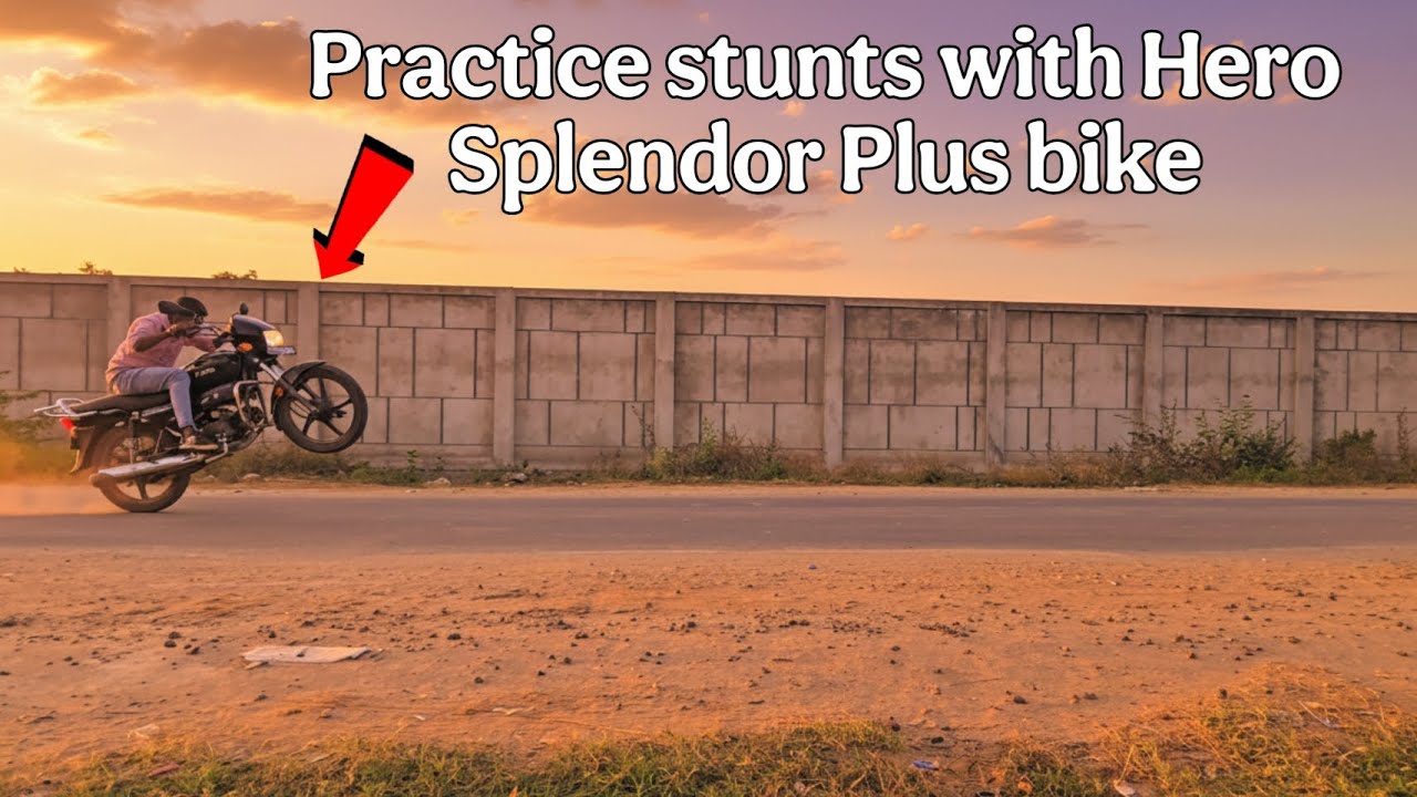 Practice stunts with hero splendor Plus bike 