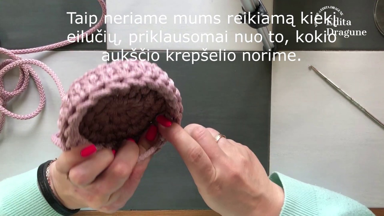 2d. APVALUS NERTAS KREPŠELIS IŠ VIRVĖS / 2ч. круглая корзинка из верёвки крючком