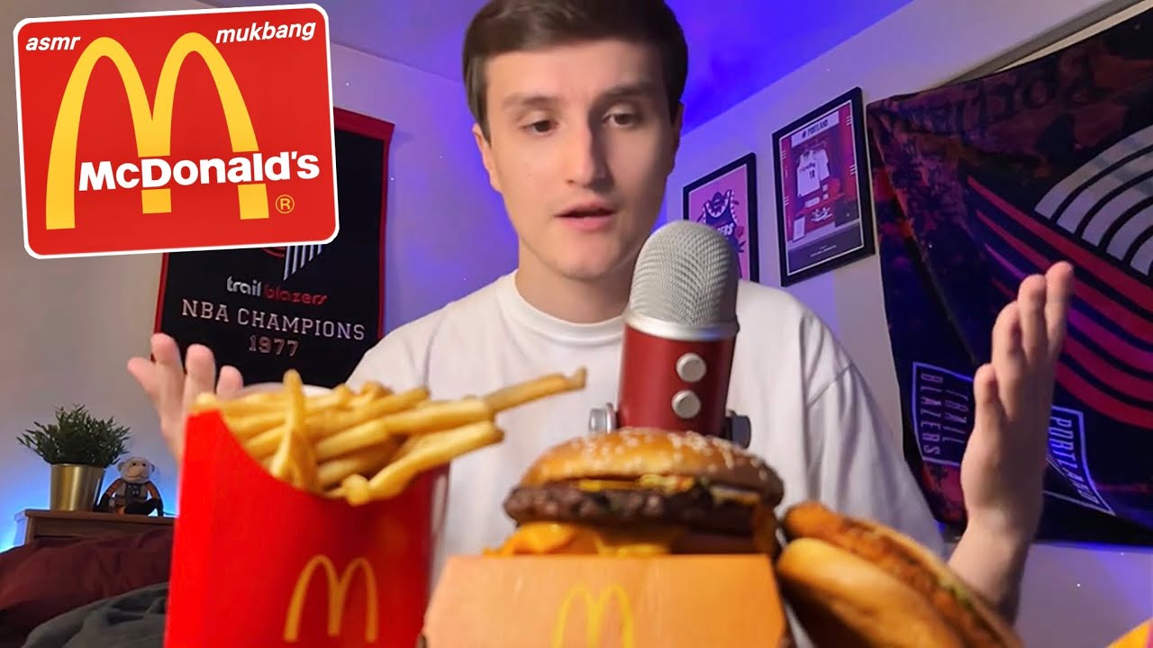 ASMR YUMMY McDonald’s Burger & Fries Mukbang 🍟🍔 (eating sounds)