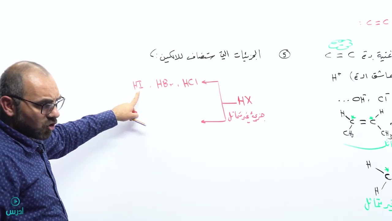 تفاعلات الاضافة في الالكينات - الأستاذ عمر وشاح