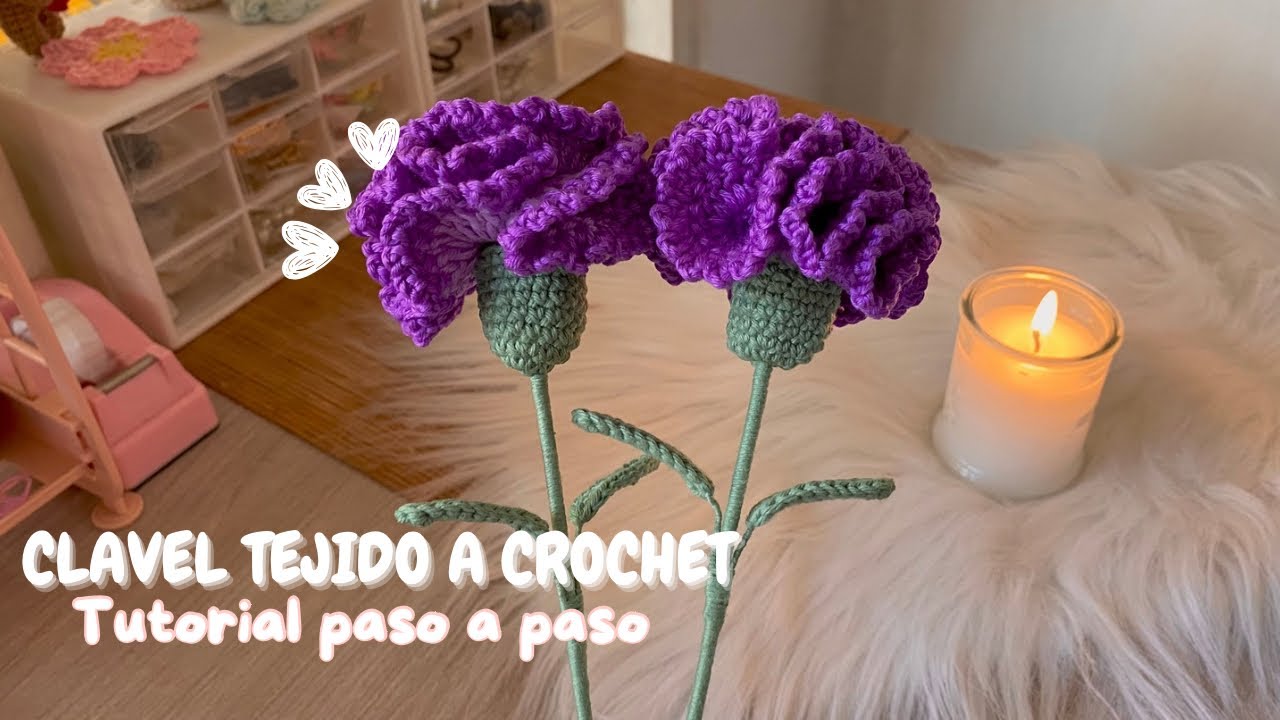Clavel tejido a crochet | tutorial flores tejidas a crochet🌸