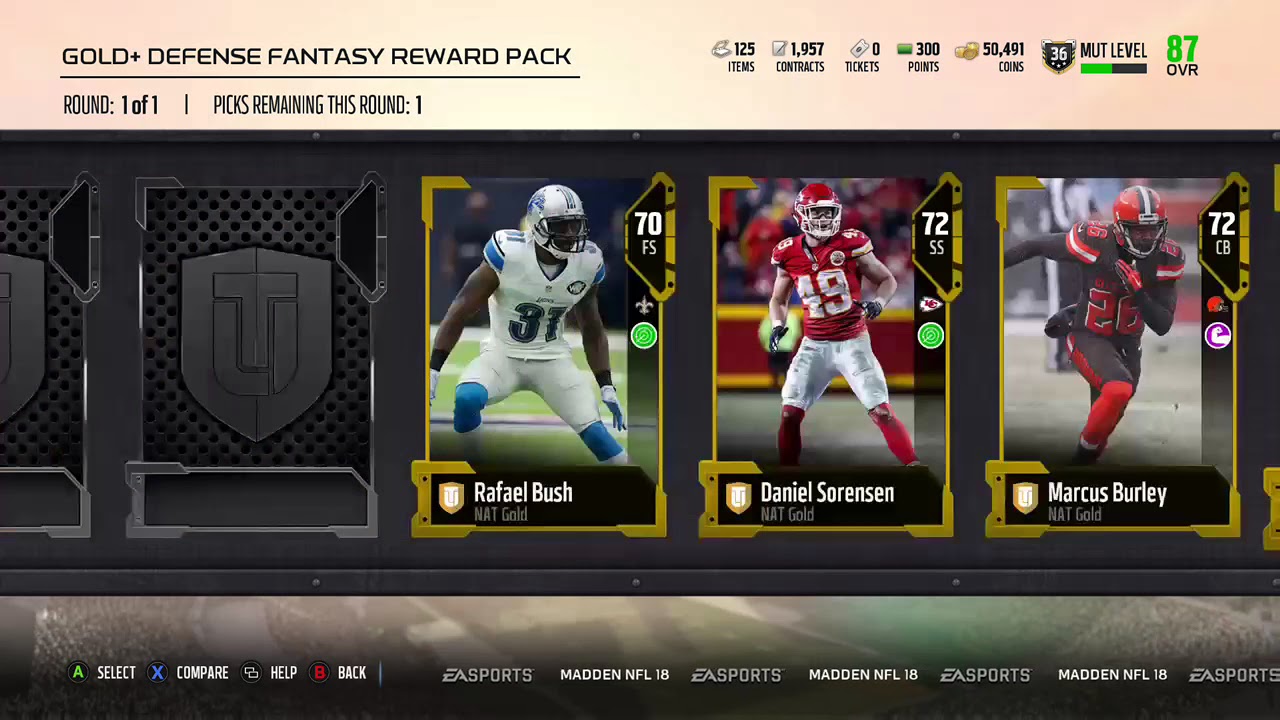 Gold + Defense Fantasy Reward Pack Madden 18